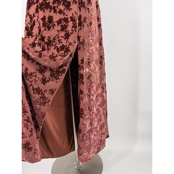 NWT Revelry Mona Floral Burnout Velvet Dress Terracotta Petite Maxi 18 Wedding - Picture 3 of 10